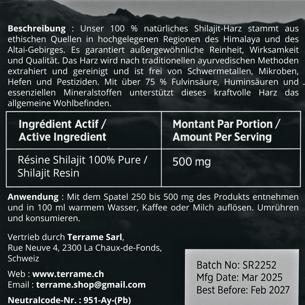 Résine de Shilajit Minérale Pure - Ômara by Terrame - Omara