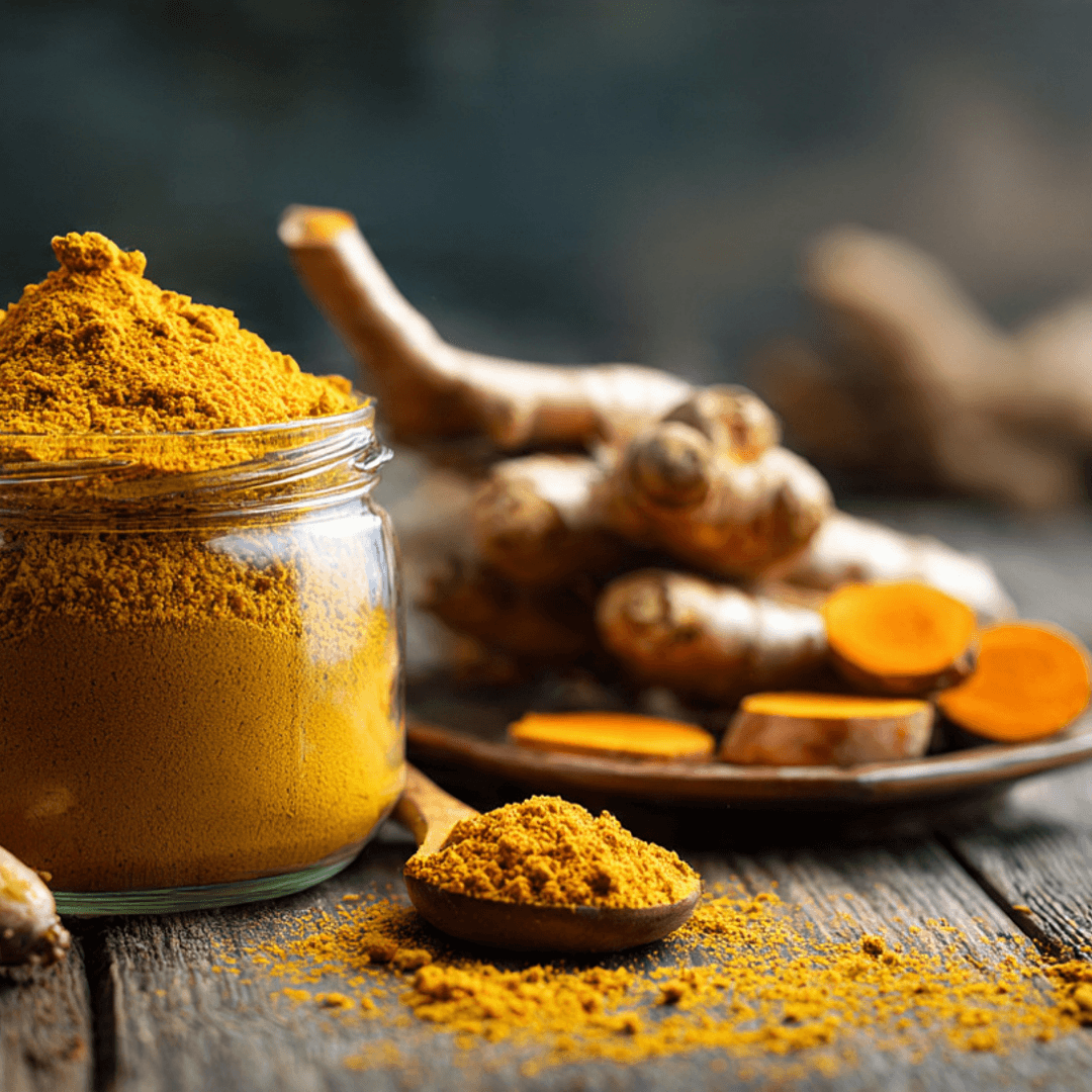 Racine de curcuma en poudre et poivre noir