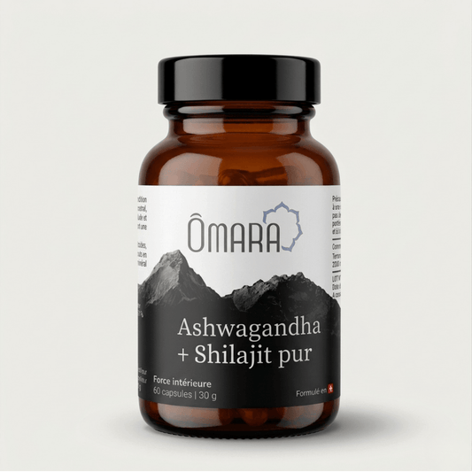 Flacon de capsules d'Ashwagandha et Shilajit pur