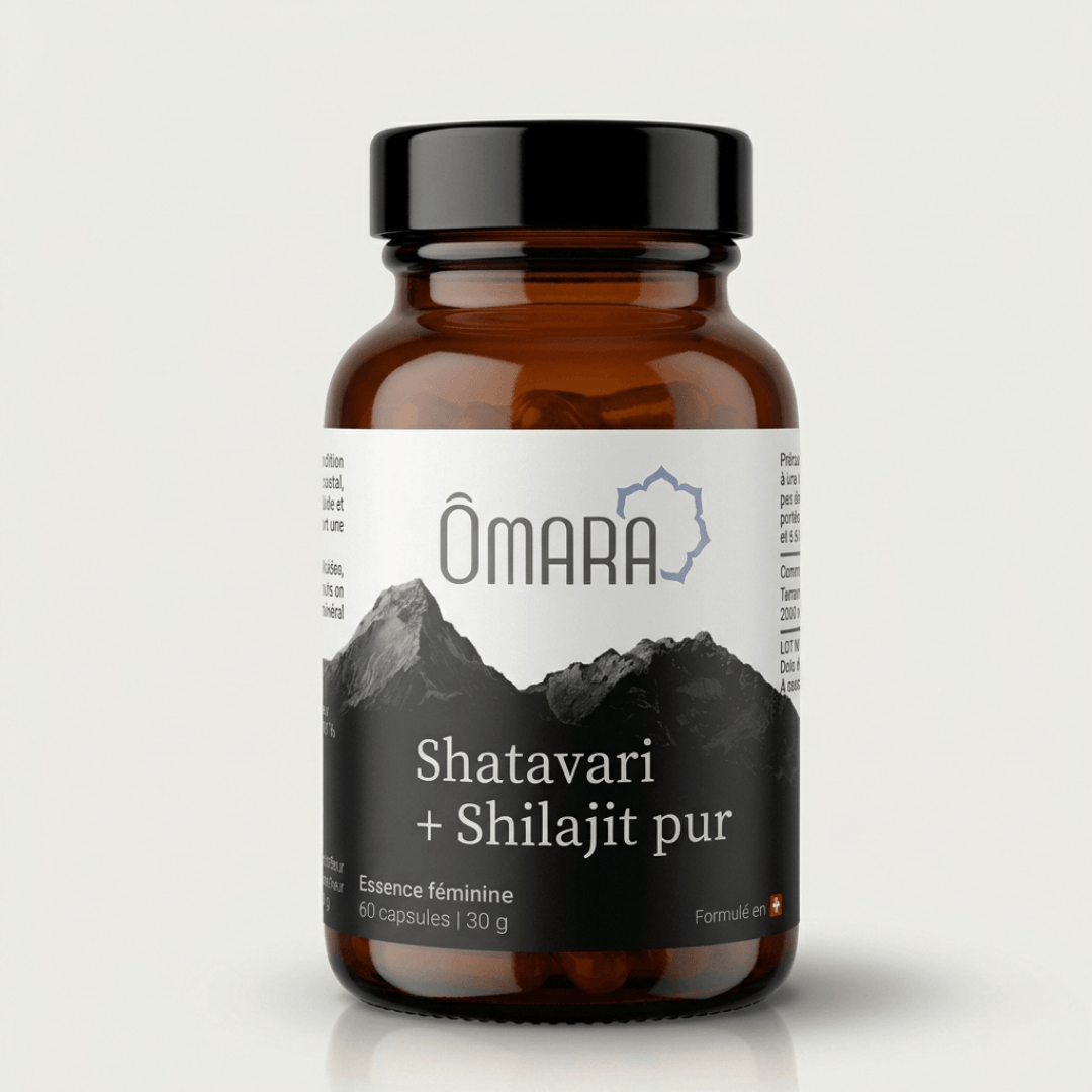Flacon de capsules Shatavari et Shilajit pur pour la santé féminine